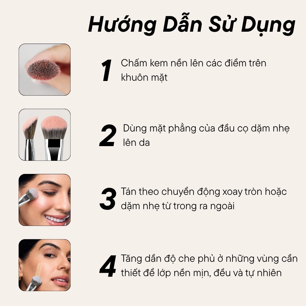 Cọ Tán Kem Nền Tán Má Hồng Kem Che Khuyết Điểm BH Cosmetics Foundation Brush BH388